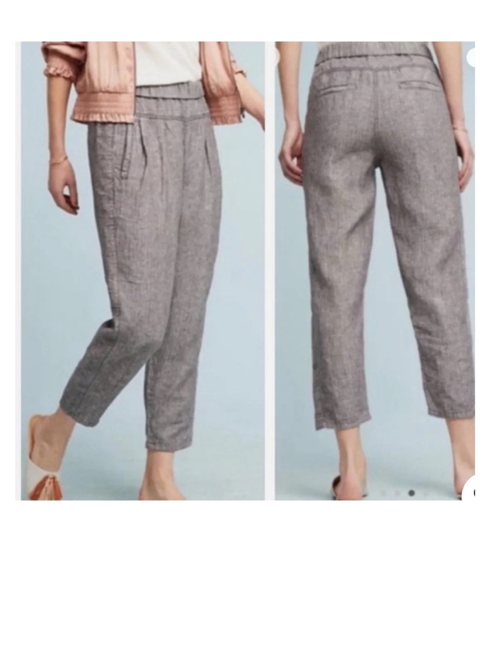 Anthropologie  Hei Cropped Crinkled Gray Ankle Pants